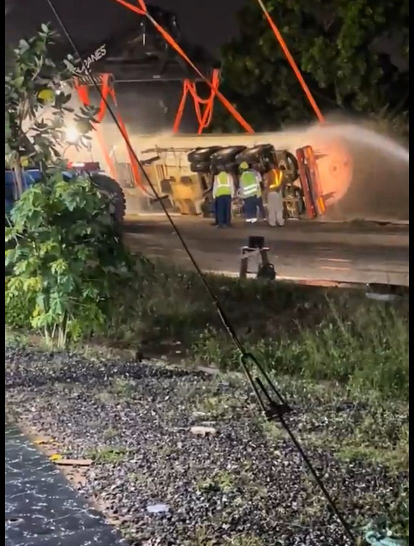 Fuel Tanker Overturns on Tema Harbour Road After Pothole Collision