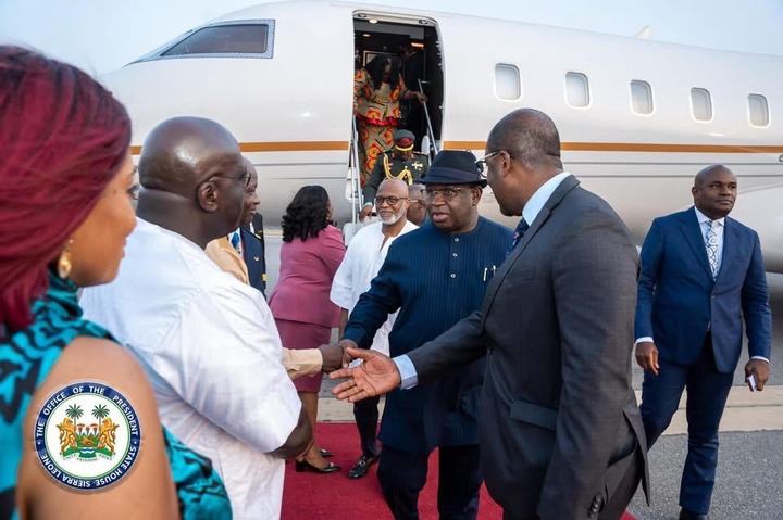 President Bio Photo Sierra Leone's President Julius Maada-Bio arrives in Ghana for Mahama's ...