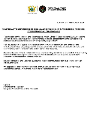 Ghana Temporarily Suspends Citizenship Applications for Historical Diasporans
