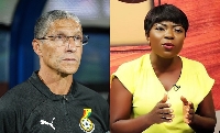 Vim Lady (right) fumes over the sacking of Chris Hughton (left)
