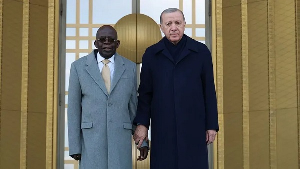 President Bola Tinubu (L) was pictured with his Turkish counterpart Recep Tayyip Erdogan (R)