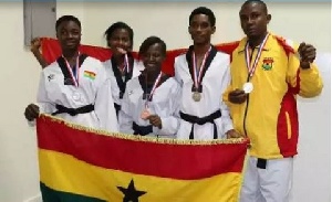 Ghana's reps displaying their medals