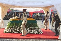 Mourners gathered at the forecourt of the State House to pay their last respect to Major Mahama