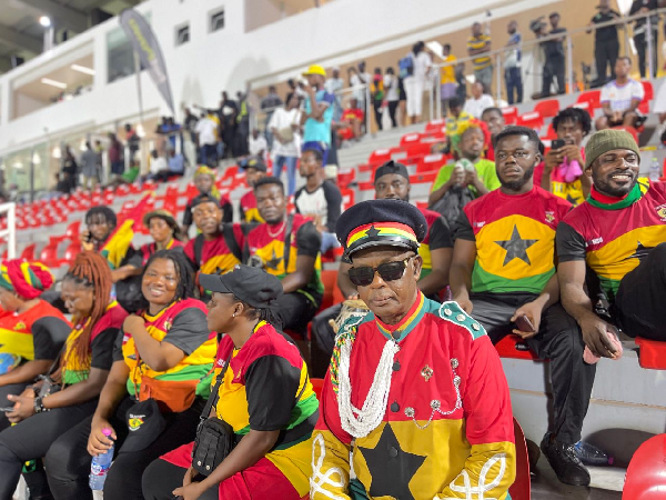 A photo of Ghanaian supporters at the stadium