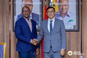 John Jinapor In A Hand Shake With Najeeb Durrani After The Meeting In Accra