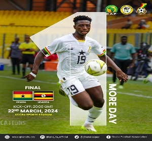 Ghana is playing Uganda in the men's football final of the 13th Africa Games