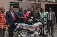 Mr. Vincent Yeboah was presented with the keys to a brand new motorbike