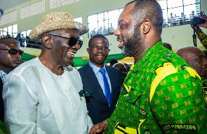 Former President Kufuor in a chat with Dr. Matthew Opoku Prempeh