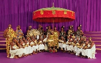 A picutre of the Asantehene and is subjects capture for the calender