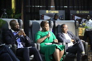 Peace Hyde (in green outfit) at the Chivas 'The Venture Final'