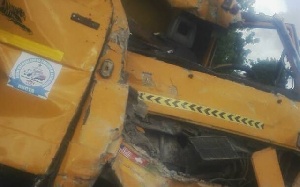 The mangled truck after the crash