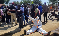 Health workers protest over unpaid wages at the provincial governor's office in Ituri, DR Congo