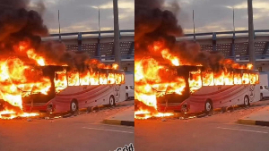 The bus of Al Ittihad was set on fire during the game