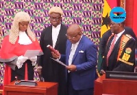 Prof. Mike Oquaye took the oath of office today to act as President for the second time
