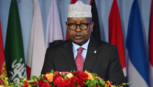 Somali Defence Minister Ahmed Moalim Fiqi speaks during a plenary session of the Xiangshan Forum
