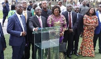 Vice President, Dr. Mahamudu Bawumia (behind the pulpit) at the opening of the new Construction Bank