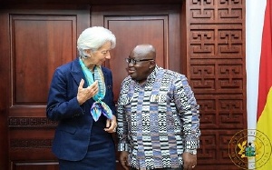 President Akufo-Addo in an interaction with IMF boss Christine Lagarde