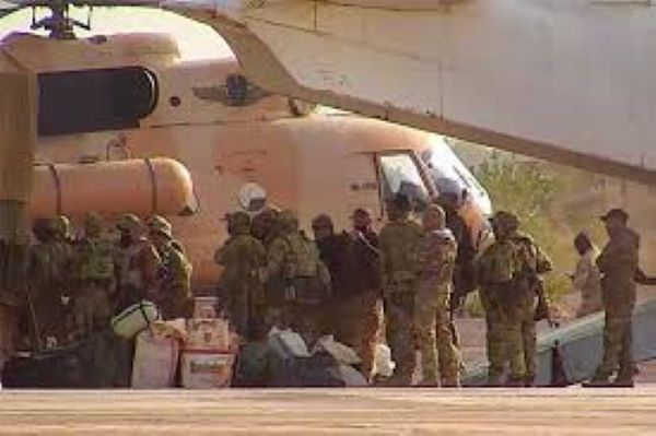 An undated photograph handed out by French military shows Russian mercenaries in northern Mali