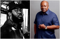 American-based Ghanaian fashion designer, Jude Dontoh (L) and President John Dramani Mahama