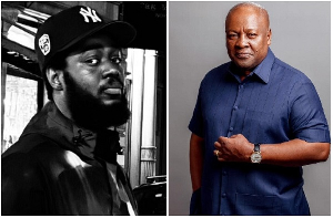 American-based Ghanaian fashion designer, Jude Dontoh (L) and President John Dramani Mahama