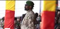 Mali's junta leader Gen. Assimi Goita attends the funeral of former defense minister Sadio Camara