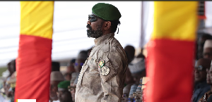 Mali's junta leader Gen. Assimi Goita attends the funeral of former defense minister Sadio Camara