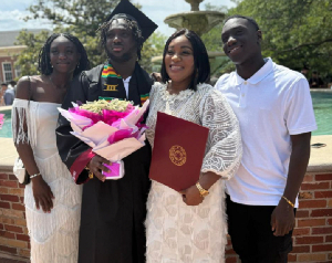 John Mensah Jnr, second from left in a photo with family after his graduation