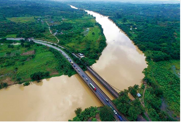 Heavily polluted water body in Ghana