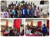 Collaged photos of the journalists and the officials during the sensitisation program
