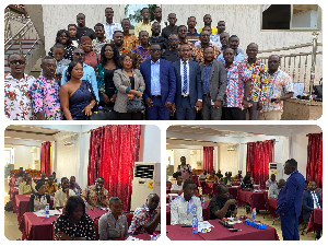 Collaged photos of the journalists and the officials during the sensitisation program