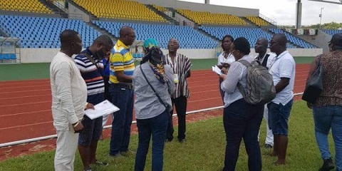 CAF delegation inspecting the facilities at Cape Coast stadium