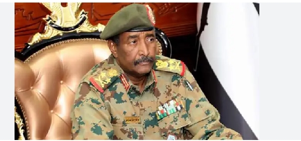 Sudanese army chief Abdel Fattah al-Burhan at the Flamingo Marine Base in Port Sudan on August 28