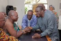 Torgbui Adzinakle Howusu VII exchanging pleasantries with Alban Bagbin and others