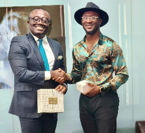 Bola Ray with the founder of Nene Glam, Kingsley Kojo Aikins
