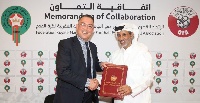 Qatar FA President signs the deal with Faouzi Lekjaa the leader of the Morocco FA