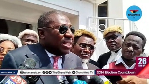 Alexander Afenyo-Markin speaking to the media after court proceedings on Monday, November 11, 2024