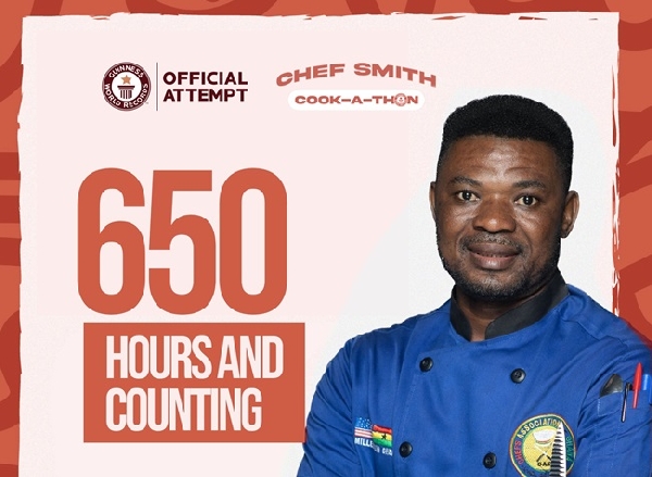 Chef Smith's cookathon enters day 28, with over 650 hours done