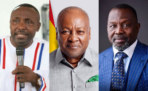 L-R John Boadu, President John Dramani Mahama and Attorney General Dr Ayine