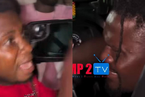 The fan (L) was pleading with Daniel Amartey (R) who was seated in his car