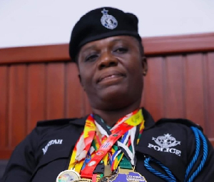 Grace Minta Ghanaian armwrestling champion has been promoted to the rank of Chief Inspector