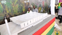 President Akufo-Addo inspects a prototype of the National Cathedral along with architect Adjaye