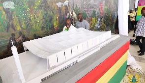Akufo-Addo and David Adjaye inspect the prototype of the National Cathedral