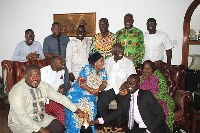 Former President John Agyekum Kufuor in a group photograph with some NPP executives