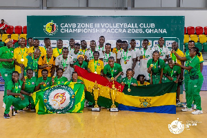 A photo of the Ghana Army and Kalibi VC volleyball team