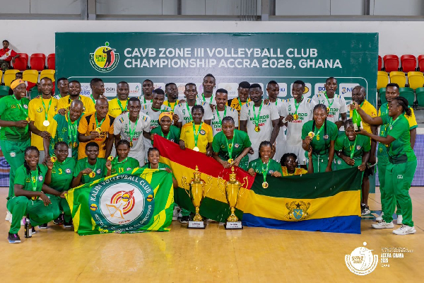 A photo of the Ghana Army and Kalibi VC volleyball team