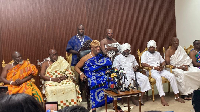 King Tackie Teiko Tsuru II, the Ga Mantse among other chiefs at his palace