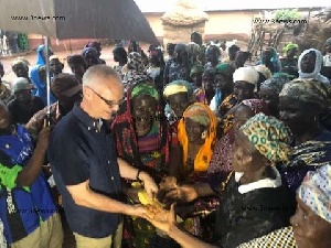 Norwegian ambassador to Ghana interacts with the inmates of Gnani Witches Camp