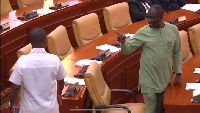 Kennedy Agyapong, Assin Central MP gesturing at Sly Tetteh