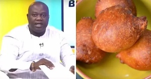 The host, Omanhene Kwabena Asante  and 'bofrot' a traditional African snack similar to a doughnut
