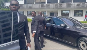 A scene from Godfred Dame’s arrival at the CID Headquarters